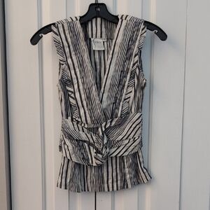 Finley Black and White Striped Sleeveless Blouse